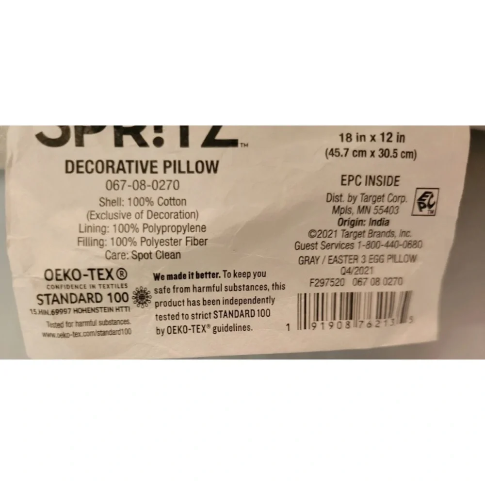 Spritz Accent Throw Pillow Easter Eggs Spring Rectangle Neutral Decor Pom Poms